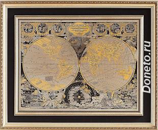 Эксклюзивный, дорогой подарок Гравюра на стали Карта известного мира Ж ...