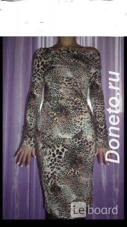 Платье новое blumarine италия м 46 леопард шерсть миди теплое бежевое  ...