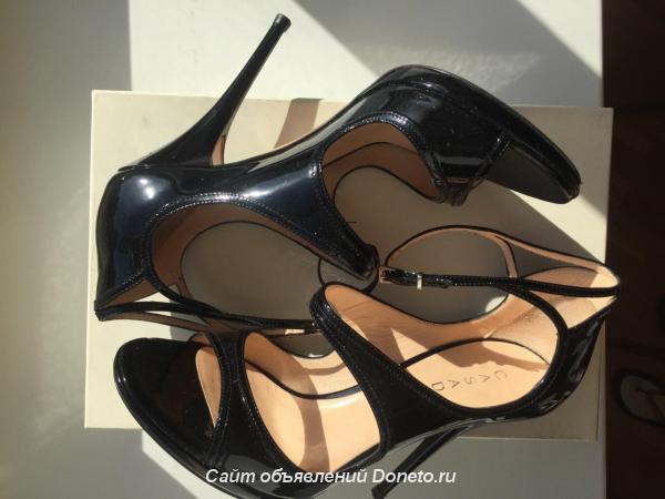Босоножки туфли casadei италия 39 размер черные лак кожа платформа 1 с ...