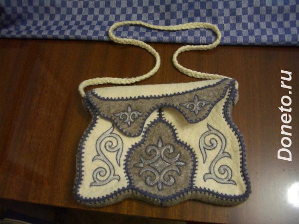 Казахская войлочная дамская вышитая сумка на подкладке из Алматы